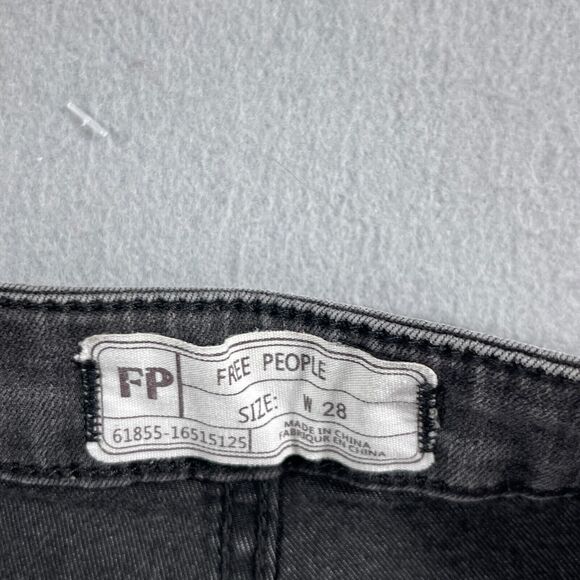 Free People Jeans Women 28 Gray Denim Flare Raw Hem High Waist Wide Bell Bottoms - Picture 7 of 11